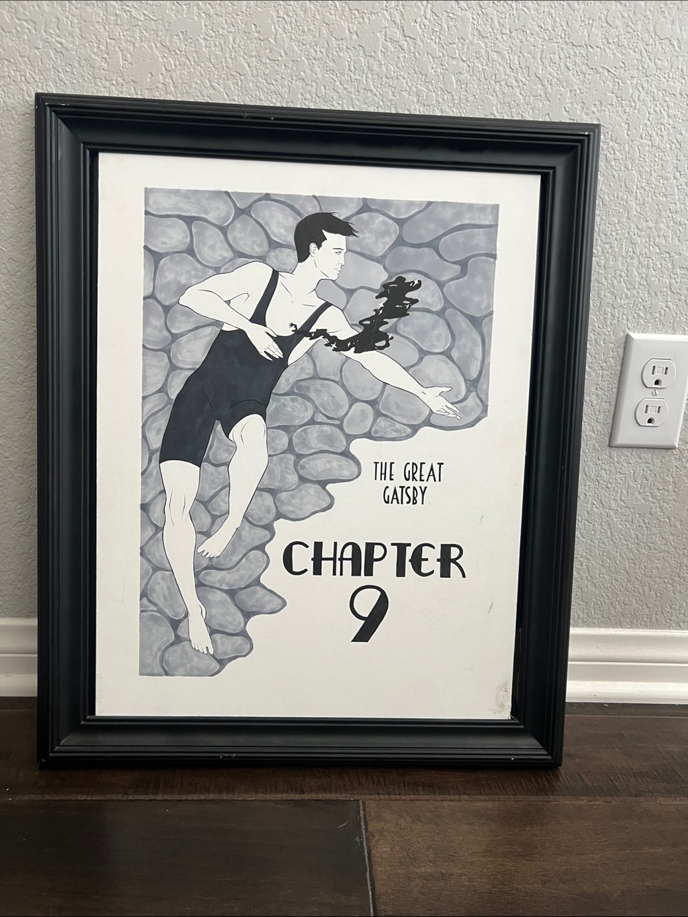 The Great Gatsby Chapter 9 Black & White Framed Art Print